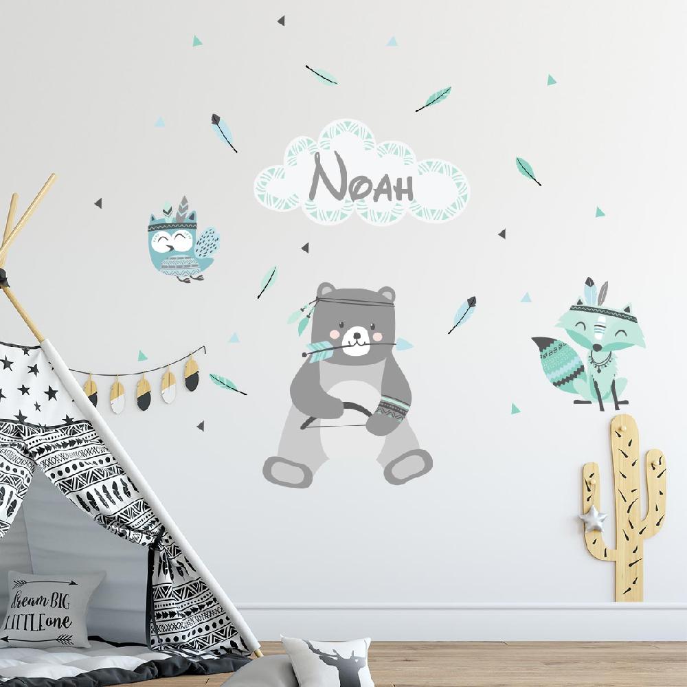 Ambiance Sticker Stickers Prénom Personnalisable Ourson Et Le Renard Indien – STICKERS TEXTE PERSONNALISABLE - Stickers Prénom