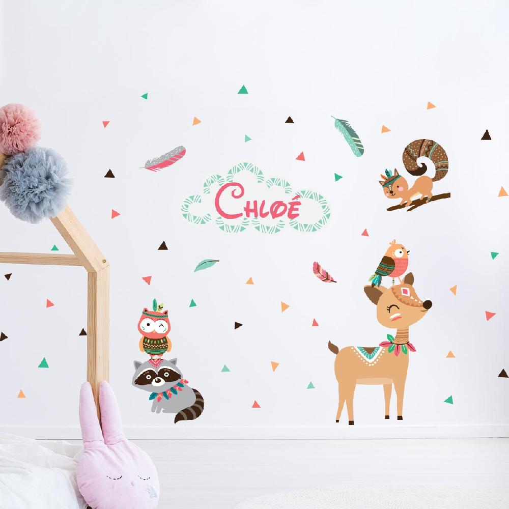 Ambiance Sticker Stickers Prénom Personnalisé Animaux Indiens Des Bois – STICKERS TEXTE PERSONNALISABLE - Stickers Prénom