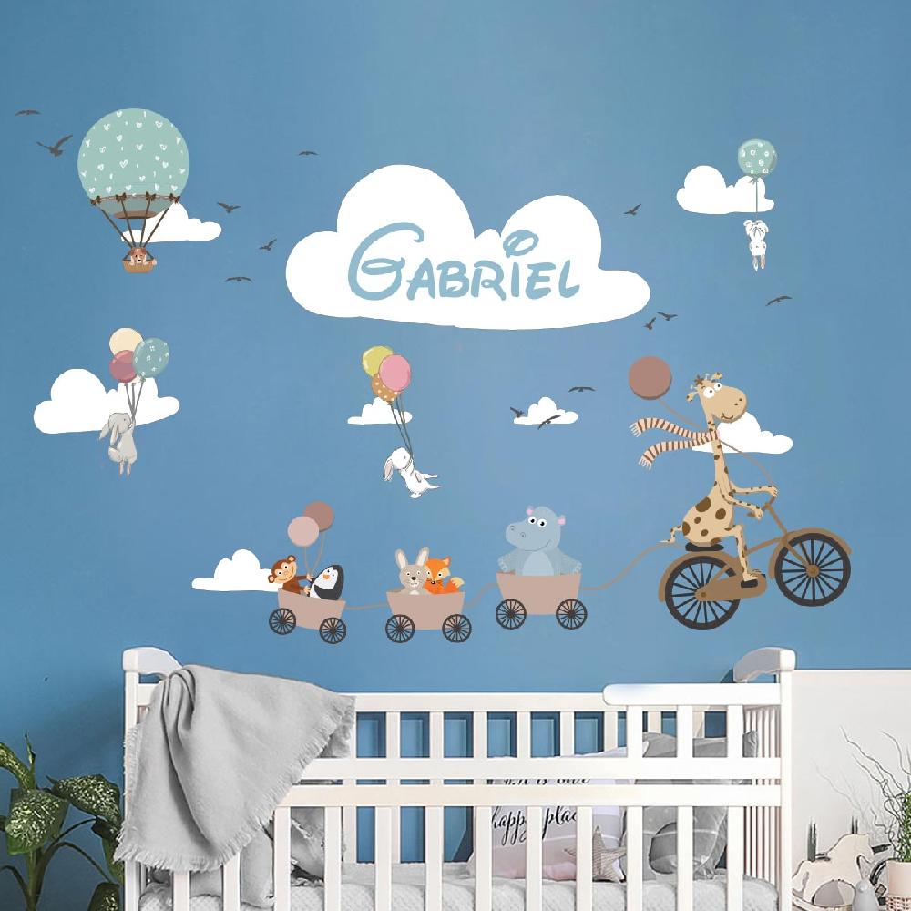 ambiance sticker Stickers prénom personnalisé animaux volants dans le ciel – STICKERS TEXTE PERSONNALISABLE - Stickers Prénom