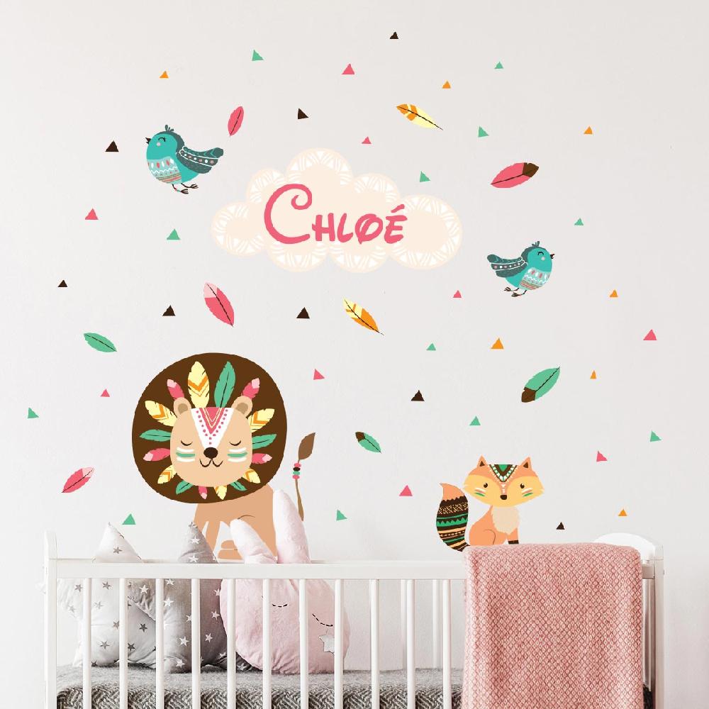 Ambiance Sticker Stickers Prénom Personnalisé Lion Le Roi Des Indiens – STICKERS TEXTE PERSONNALISABLE - Stickers Prénom