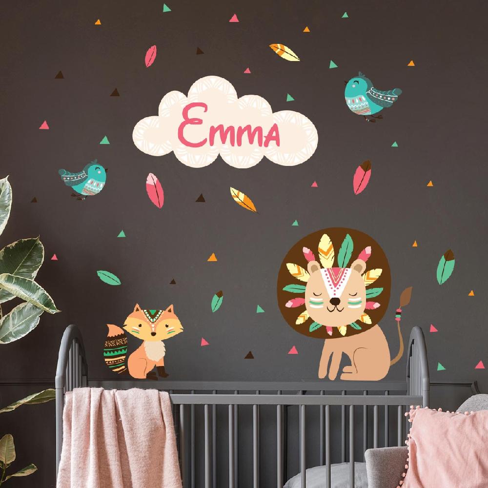 ambiance sticker Stickers prénom personnalisé lion le roi des indiens – STICKERS TEXTE PERSONNALISABLE - Stickers Prénom