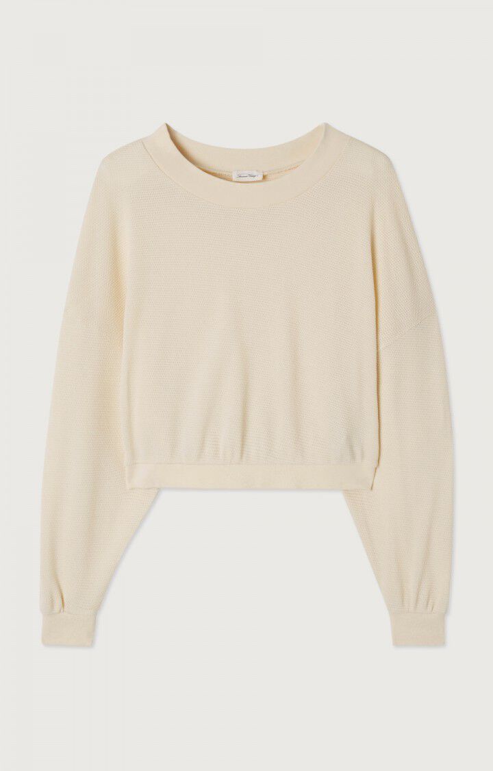 american vintage Sweat femme Sovy - CREME Beige - H22B