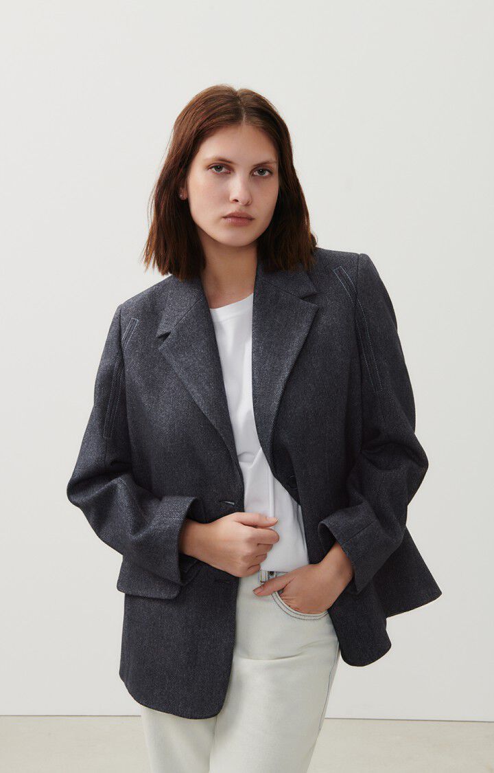 american vintage Blazer femme Anybay - ANTHRACITE CHINE 60 Manches longues Gris - H23