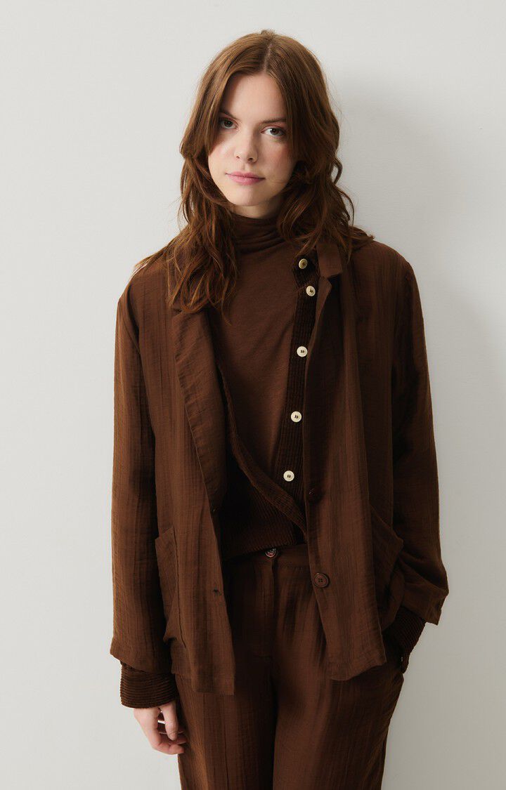 american vintage Blazer femme Detown - BROWNIE 56 Manches longues Marron - H24