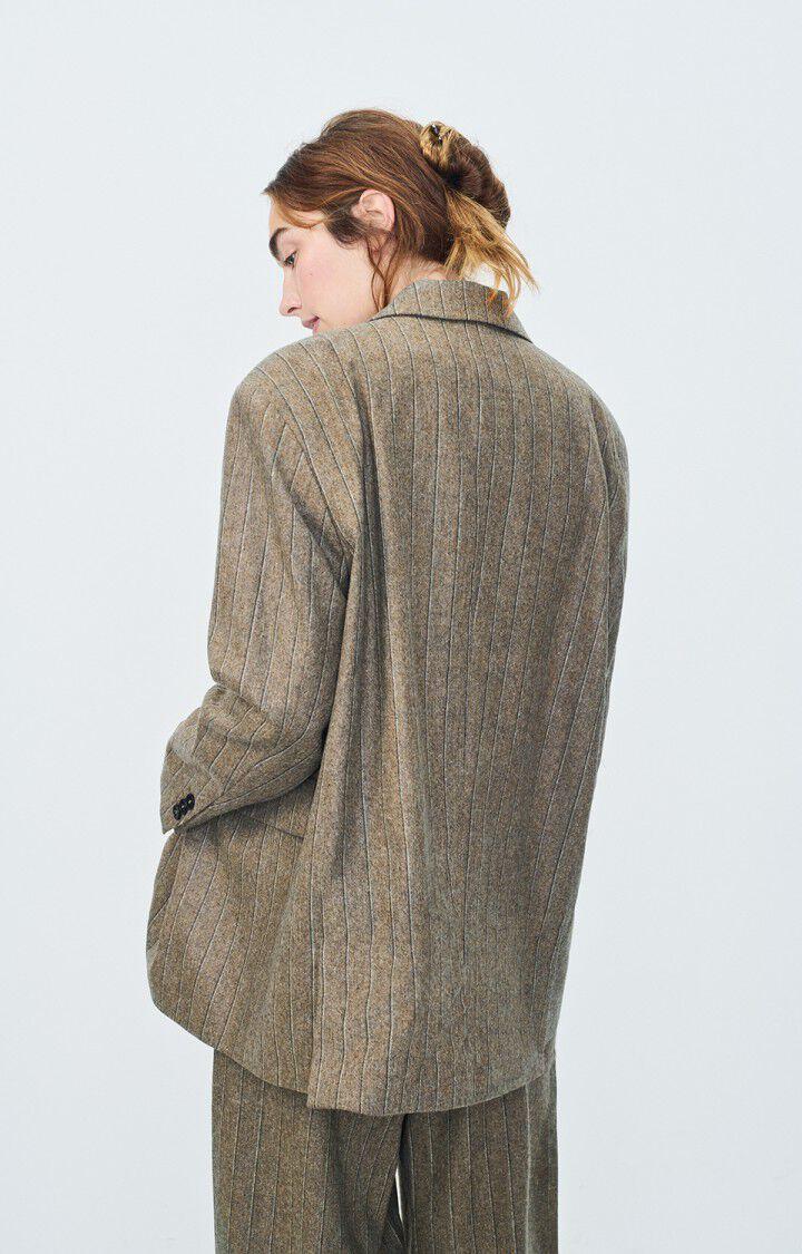 American Vintage Blazer Femme Dirow - RAYURES TAUPE 56 Manches Longues Marron - E25