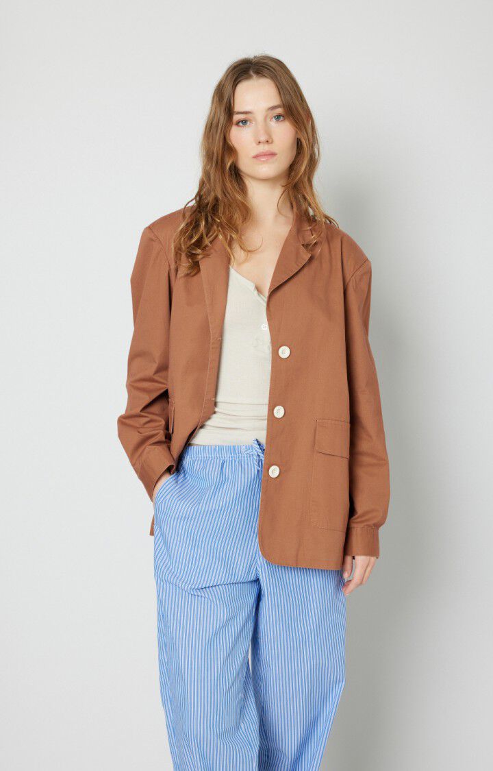 american vintage Blazer femme Giony - MANGOUSTE Manches longues Marron - E20