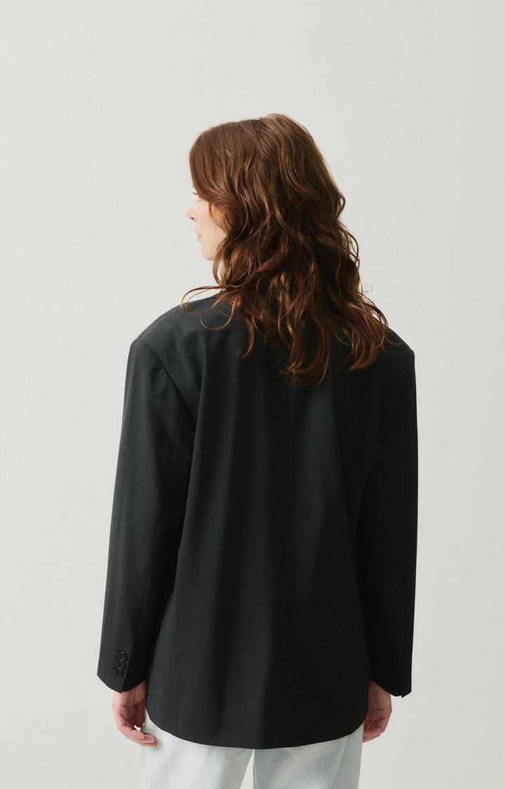 American Vintage Blazer Femme Kabird - ANTHRACITE CHINE 57 Manches Longues Gris - E25
