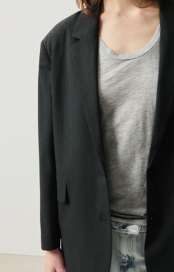 American Vintage Blazer Femme Kabird - ANTHRACITE CHINE 57 Manches Longues Gris - E25