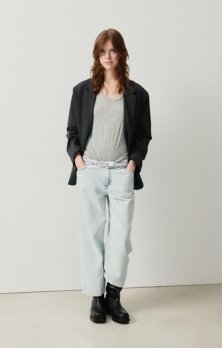 American Vintage Blazer Femme Kabird - ANTHRACITE CHINE 57 Manches Longues Gris - E25