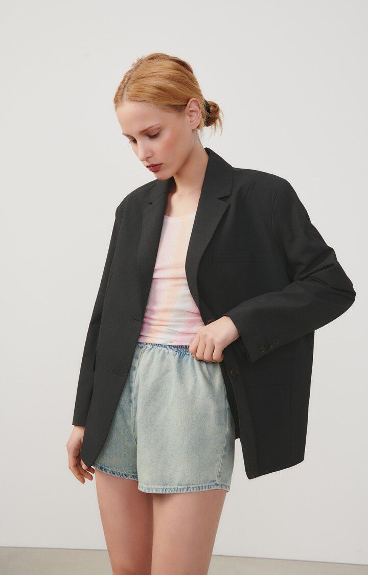 american vintage Blazer femme Kabird - ANTHRACITE CHINE 57 Manches longues Gris - E24