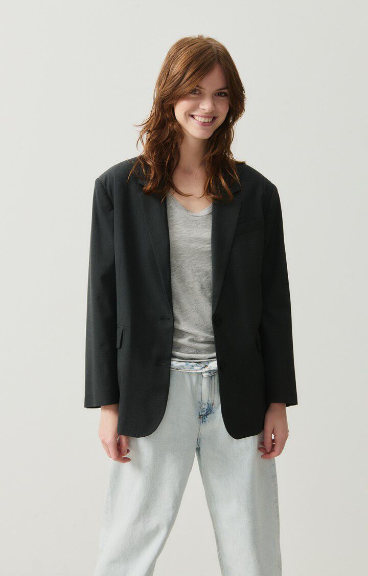 american vintage Blazer femme Kabird - ANTHRACITE CHINE 57 Manches longues Gris - E25