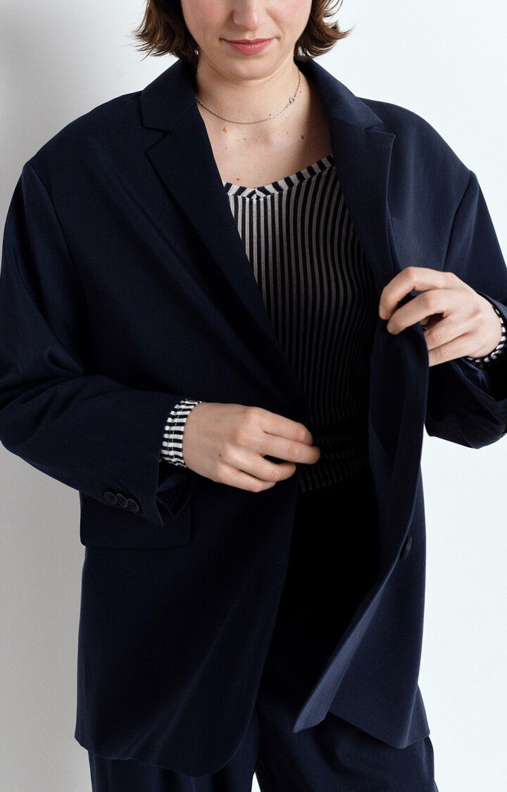 American Vintage Blazer Femme Kabird - MINUIT 55 Manches Longues Bleu - E25