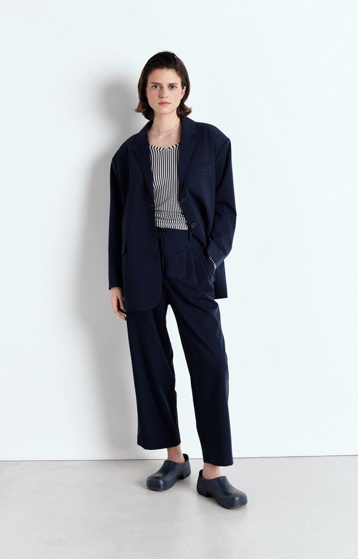 American Vintage Blazer Femme Kabird - MINUIT 55 Manches Longues Bleu - E25