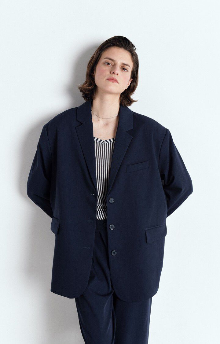 american vintage Blazer femme Kabird - MINUIT 55 Manches longues Bleu - E25