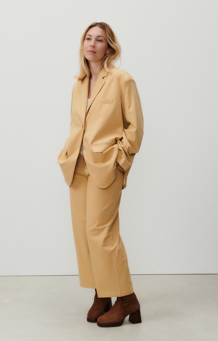 american vintage Blazer femme Kabird - POIS CHICHE 57 Manches longues Beige - E24