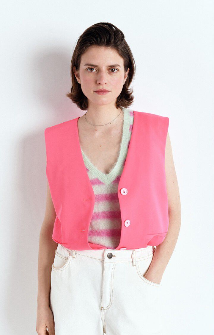 american vintage Blazer femme Kabird - ROSE FLUO 0 Sans manches Rose - E25