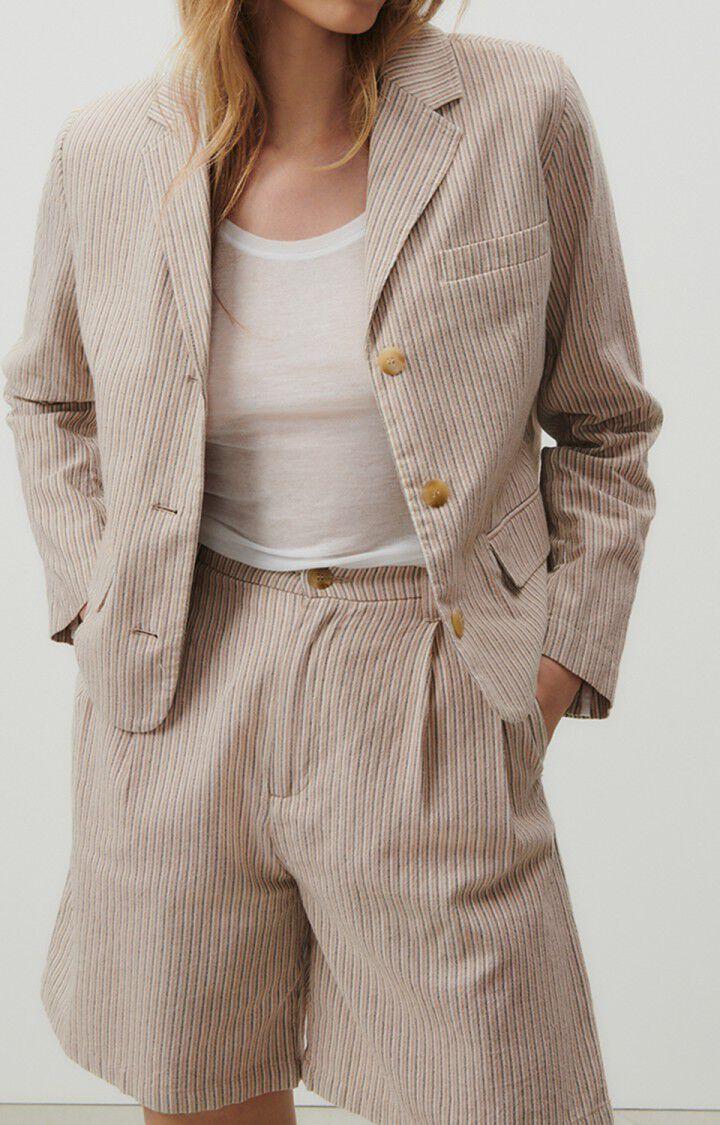american vintage Blazer femme Kybood - RAYURES BEIGES 58 Manches longues Beige - E23