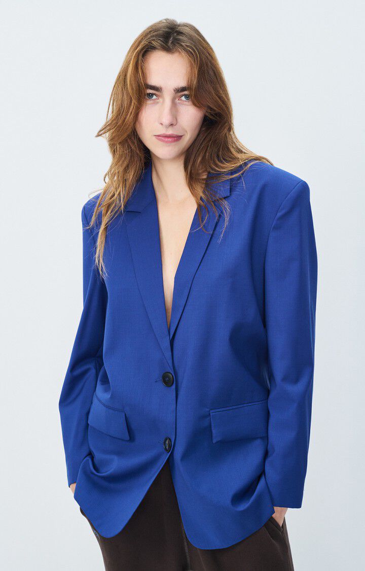 american vintage Blazer femme Luziol - BLEU ELECTRIQUE Manches longues Bleu - E21