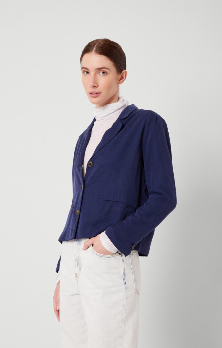 american vintage Blazer femme Nalastate - SPHERE Manches longues Bleu - E20