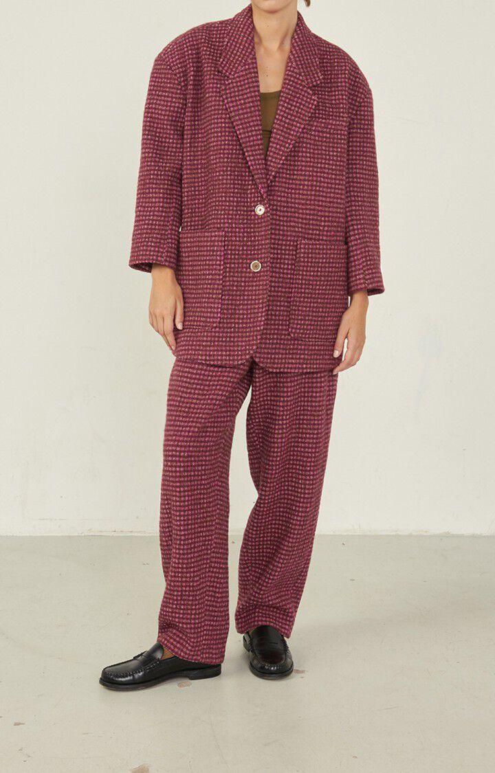 american vintage Blazer femme Nanbay - CARREAUX TENDRESSE 50 Manches longues Rose - E23