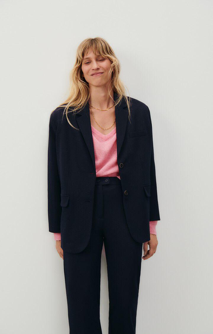 american vintage Blazer femme Pukstreet - NAVY 67 Manches longues Bleu - E24