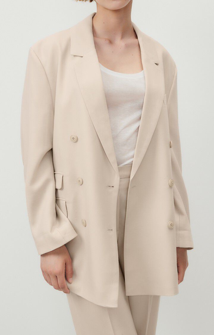 american vintage Blazer femme Tabinsville - MASTIC 55 Manches longues Beige - E23