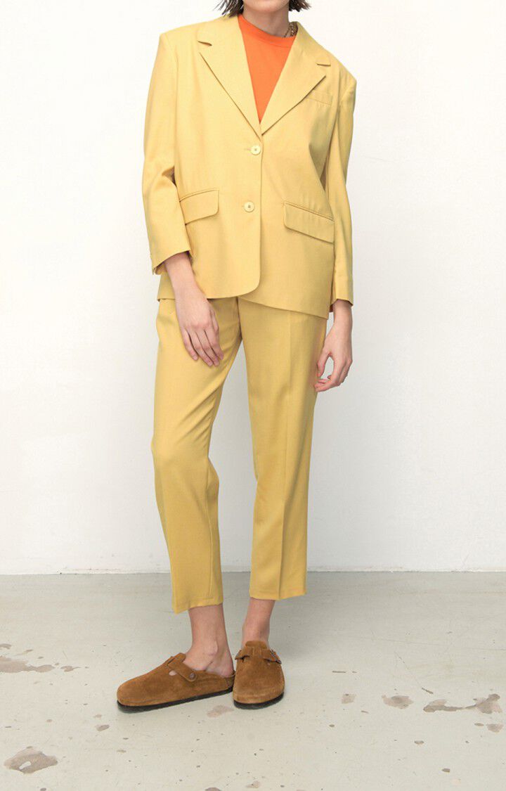 american vintage Blazer femme Tabinsville - PAILLE Manches longues Jaune - E22