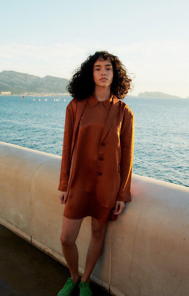 american vintage Blazer femme Unyl - CANNELLE 56 Manches longues Marron - E25