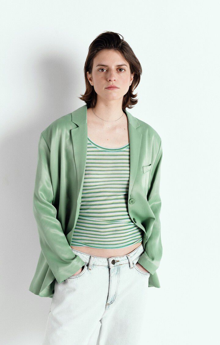 american vintage Blazer femme Unyl - SAUGE 56 Manches longues Vert - E25