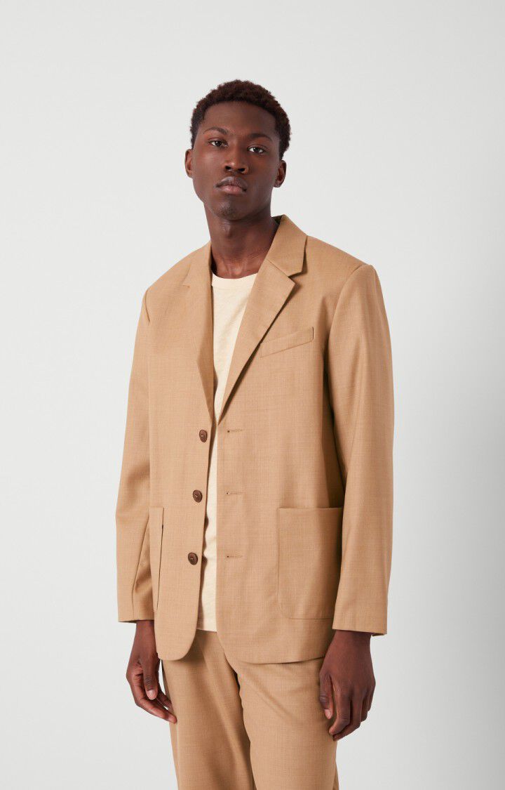 american vintage Blazer homme Tabinsville - CHAMOIS Manches longues Marron - E22