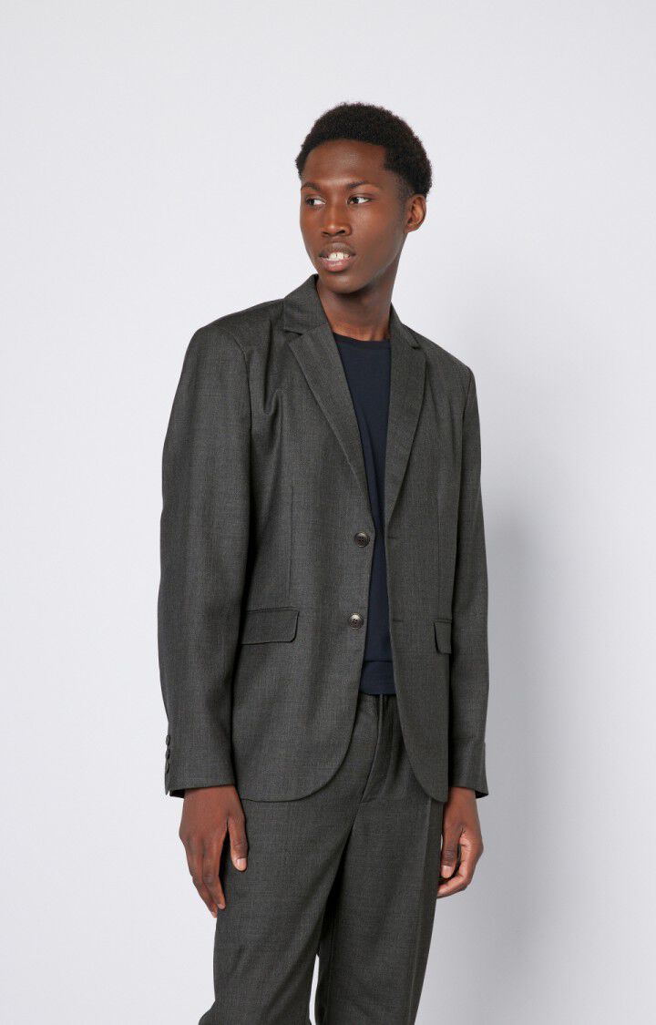 american vintage Blazer homme Tabinsville - GRIS CHINE 66 Manches longues Gris - E23