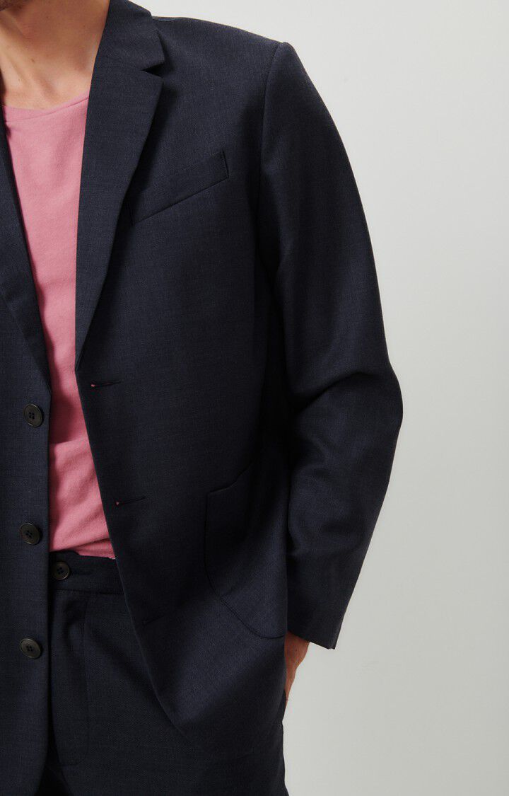 American Vintage Blazer Homme Tabinsville - NAVY CHINE 64 Manches Longues Bleu - H23