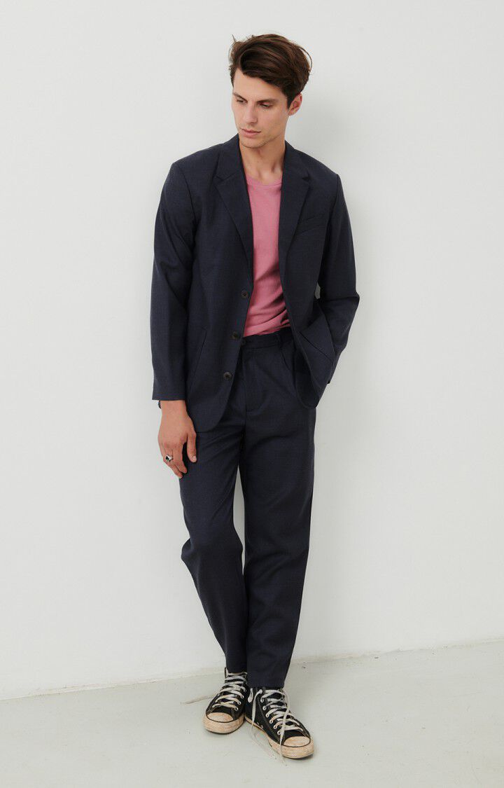 American Vintage Blazer Homme Tabinsville - NAVY CHINE 64 Manches Longues Bleu - H23