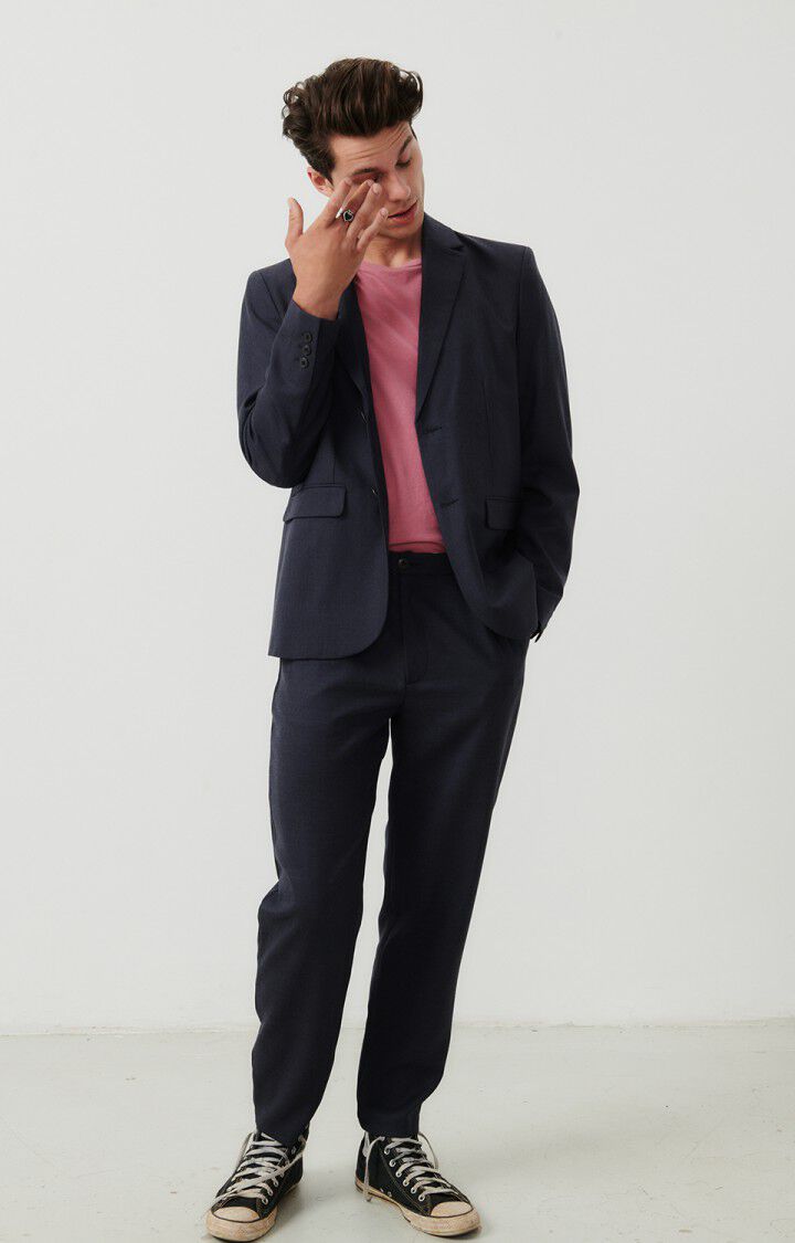 American Vintage Blazer Homme Tabinsville - NAVY CHINE 66 Manches Longues Bleu - H23