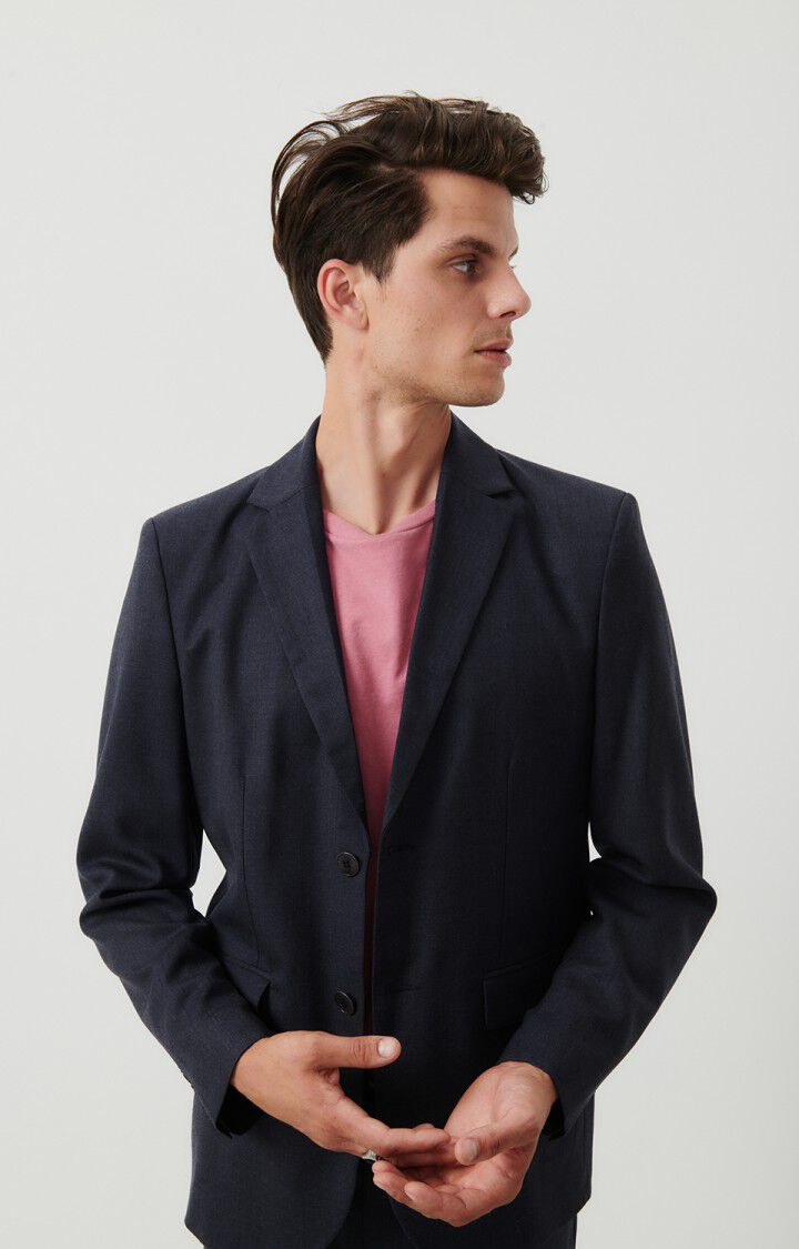 american vintage Blazer homme Tabinsville - NAVY CHINE 66 Manches longues Bleu - H23