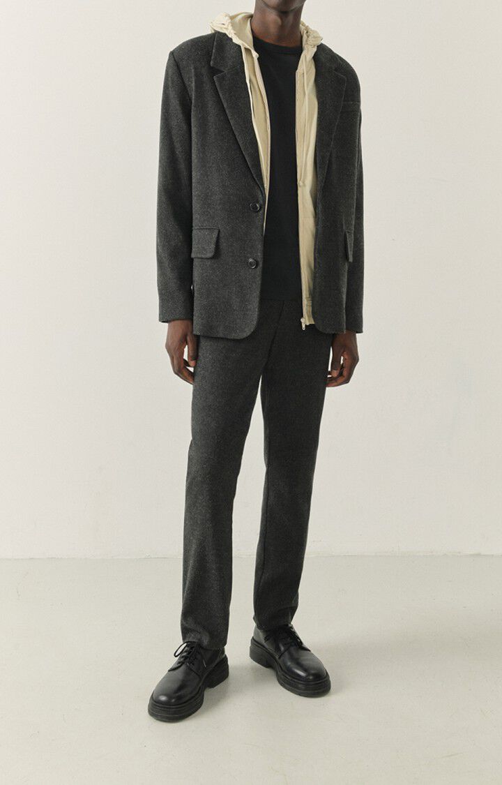 American Vintage Blazer Homme Weftown - ANTHRACITE CHINE Manches Longues Gris - H22