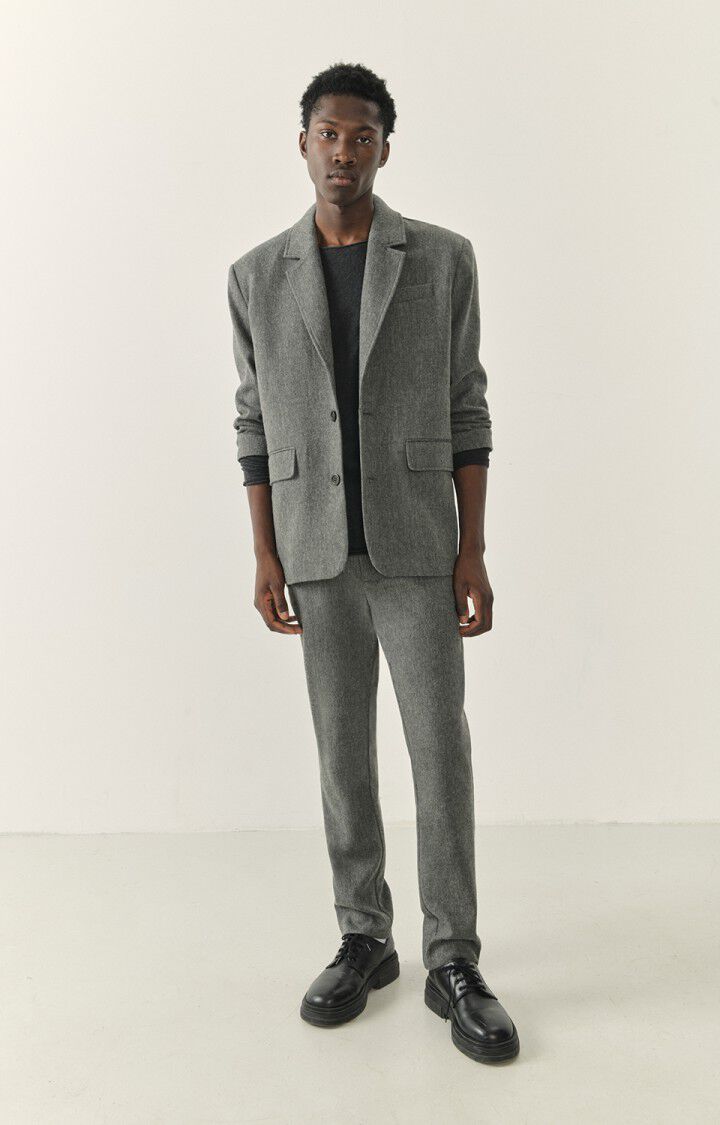 American Vintage Blazer Homme Weftown - GRIS CHINE 66 Manches Longues Gris - E23