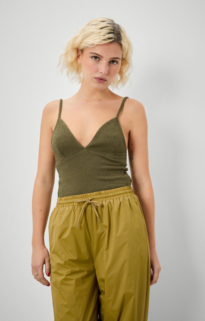 american vintage Body femme Noogy - KAKI Fines bretelles Vert - H21