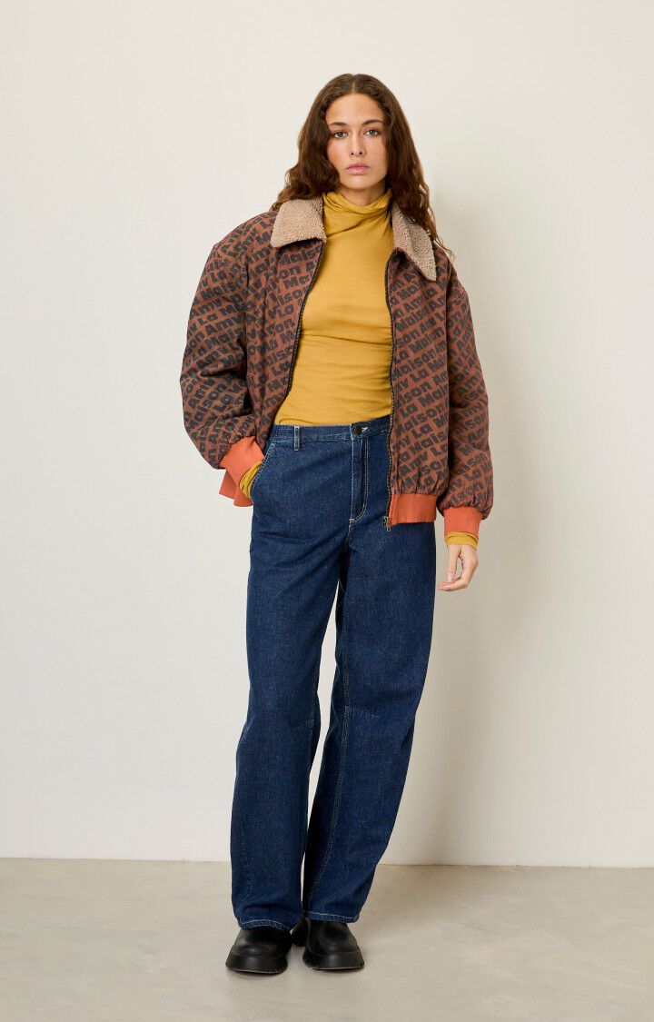 American Vintage Bombers Femme Blinewood - ALL OVER SURTEINT Manches Longues Marron - H23B