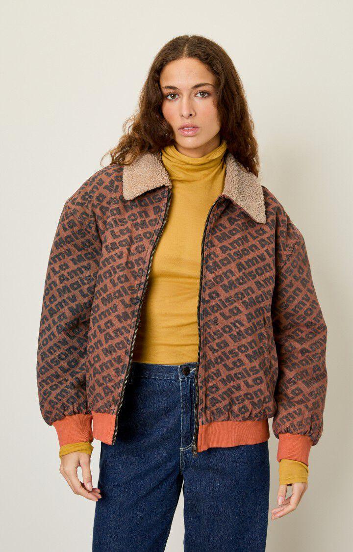 american vintage Bombers femme Blinewood - ALL OVER SURTEINT Manches longues Marron - H23B