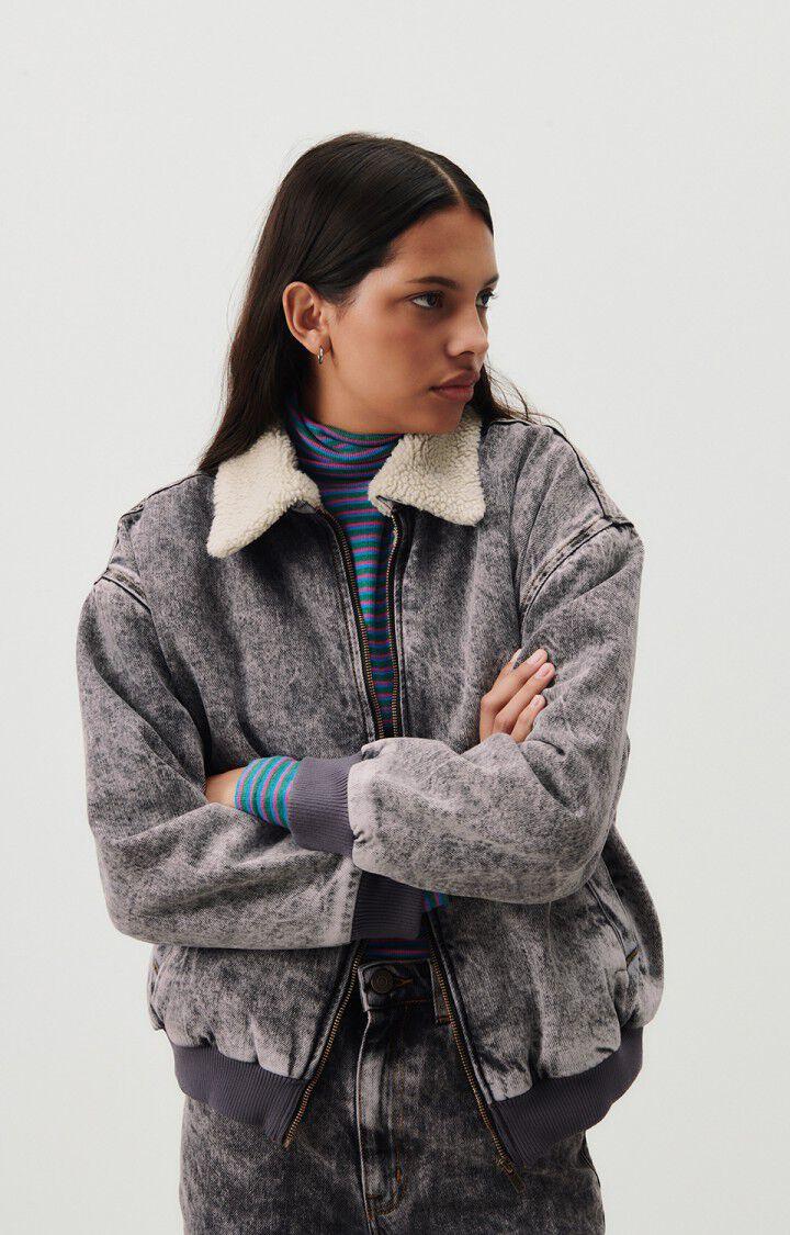 american vintage Bombers femme Yopday - SNOW BLACK 52 Manches longues Gris - E24