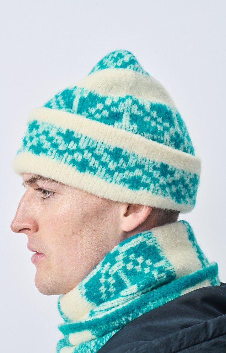American Vintage Bonnet Mixte Gylson - ECRU JACQUARD TURQUOISE Beige - H24