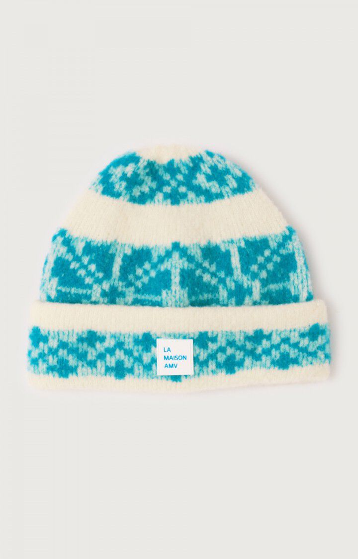 American Vintage Bonnet Mixte Gylson - ECRU JACQUARD TURQUOISE Beige - H24