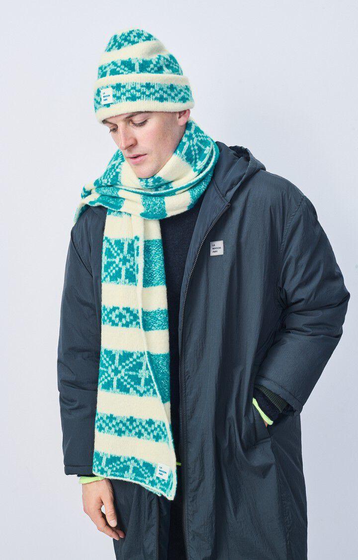 american vintage Bonnet mixte Gylson - ECRU JACQUARD TURQUOISE Beige - H24