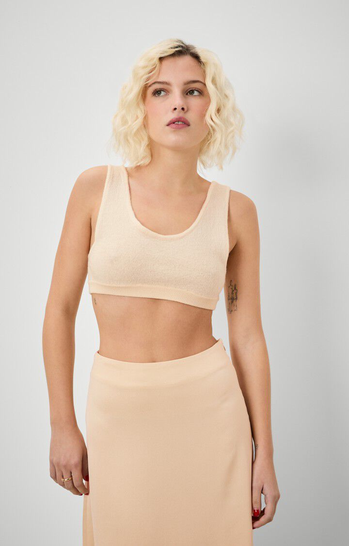 american vintage Brassiere femme Tadbow - NACRE Sans manches Beige - H21
