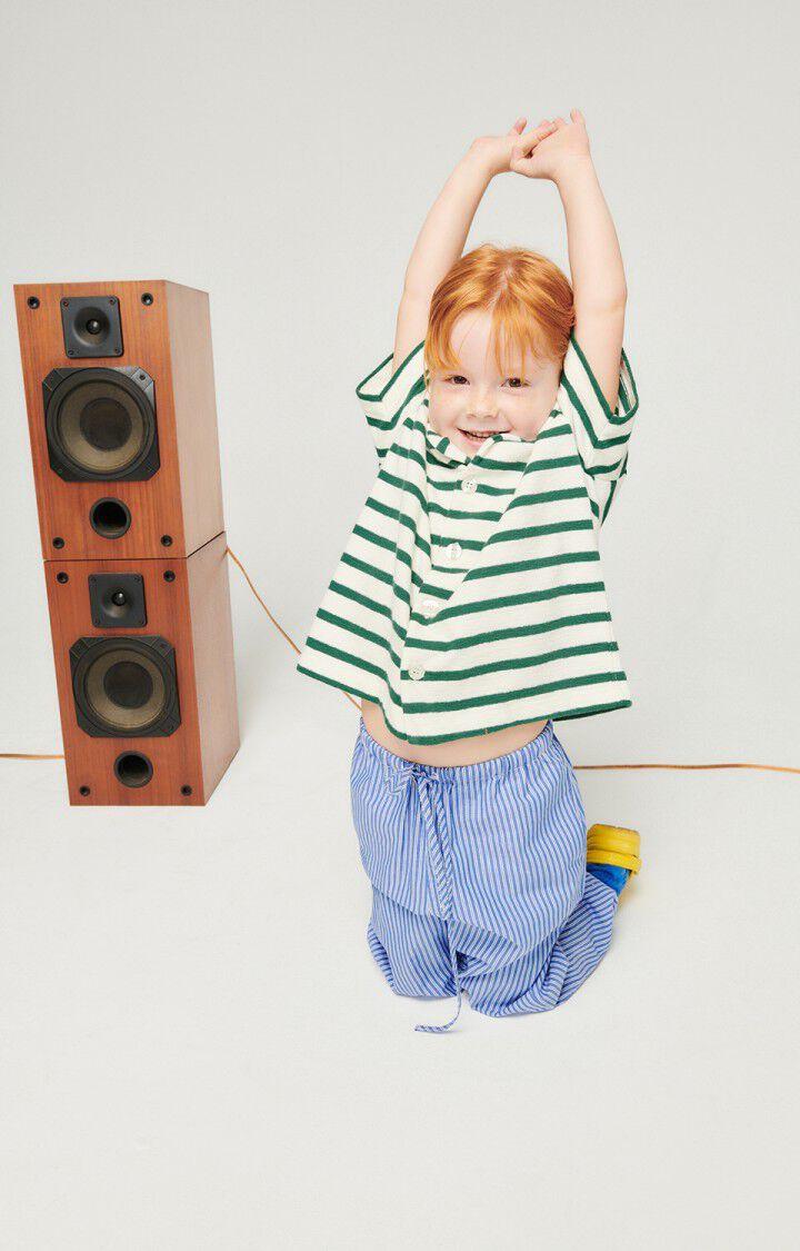 American Vintage Chemise Enfant Byama - RAYURES ECRUES ET VERTES 13 Manches Courtes Vert - E24