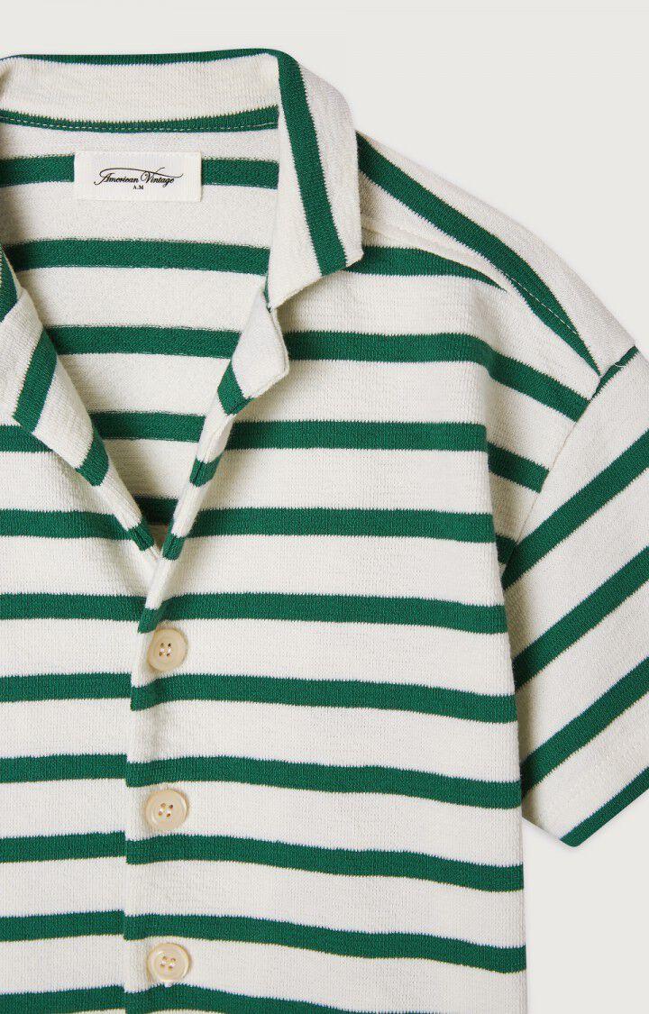 American Vintage Chemise Enfant Byama - RAYURES ECRUES ET VERTES 13 Manches Courtes Vert - E24