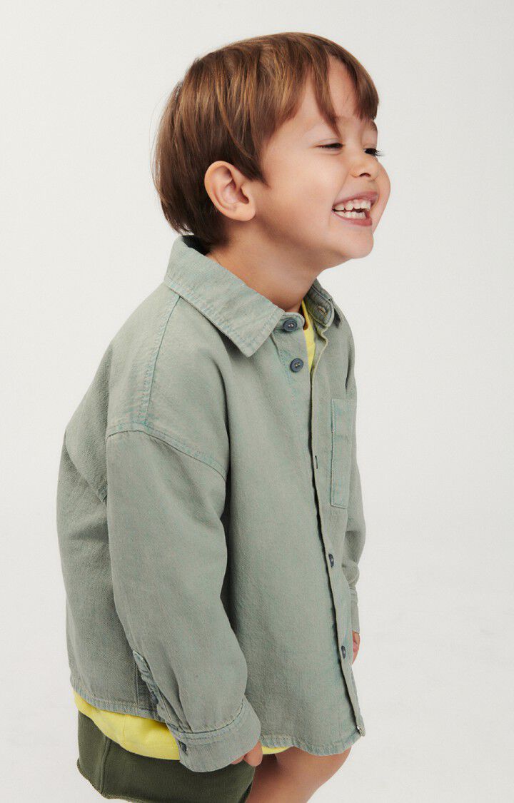 American Vintage Chemise Enfant Fybee - DIRTY BEIGE 32 Manches Longues Bleu - E24