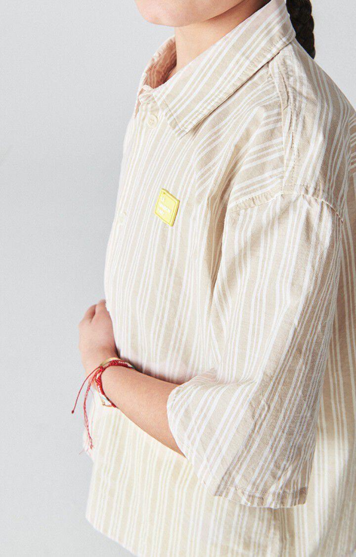 American Vintage Chemise Enfant Odurock - RAYURES SABLE 16 Manches Courtes Blanc - E23