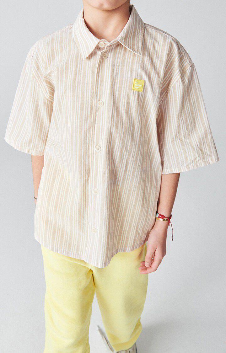 american vintage Chemise enfant Odurock - RAYURES SABLE 16 Manches courtes Blanc - E23